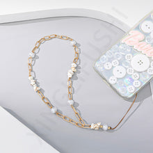 Load image into Gallery viewer, Personalized Bizarre Crushed Stone Flat Imitation Pearl Stitching Mobile Phone Decoration Chain Women Anti-Lost Lanyard Jewelry