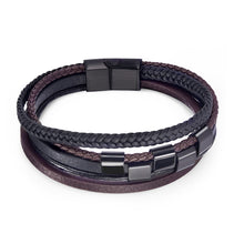 Load image into Gallery viewer, Jiayiqi Fashion Natural Stone Beads Men Bracelet Multilayer Leather Bracelet Punk Jewelry Stainless Steel Magnetic Clasp Bangles