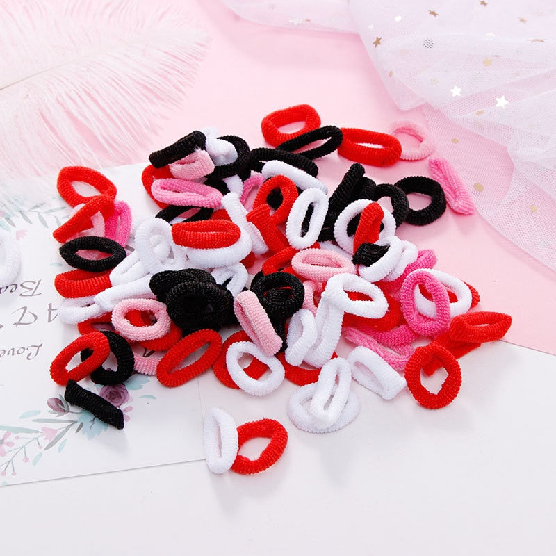 100PCS/Set 1.5cm Colorful Small Ring Elastic Hair Bands Hair Accessories Girls Cute Rubber Band Gum For Hair Scrunchies Headband