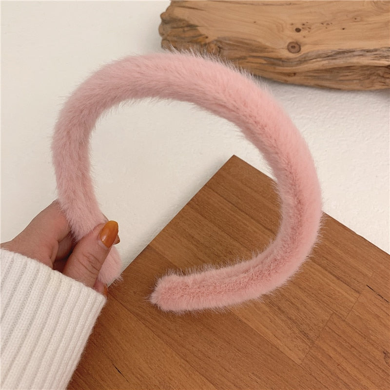 Warm Imitate Rabbit Fur Headband for Women Thicken Plush Wide Hair Hoop Sweet Hair Bands for Girls Bezel New Hair Accessories