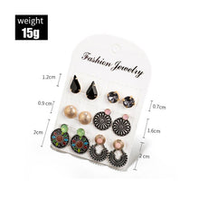 Load image into Gallery viewer, 10 Style Vintage Geometric Stud Earrings Set For Women Fashion Shell Flower Star Hand Stone Mini Small Earrings Girls 2022 Boho