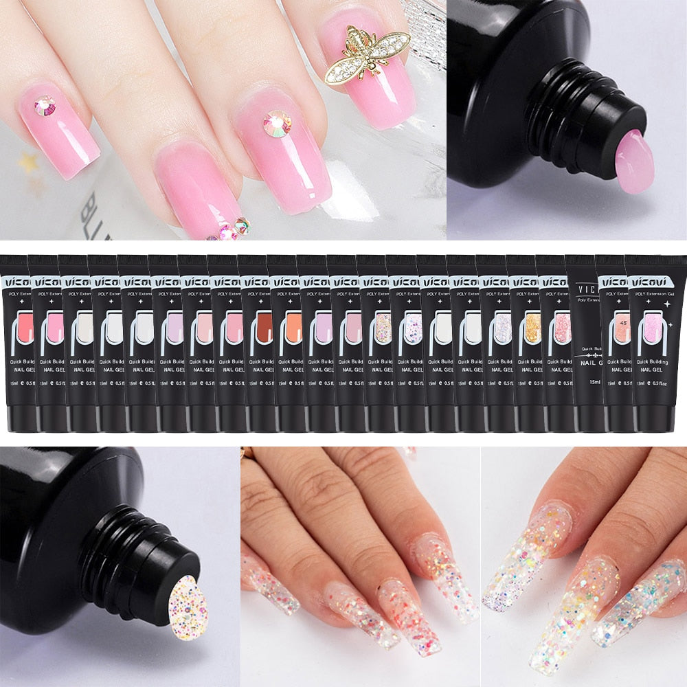 15ml Poly Acrylic Gel Nail Art Extension Quick Building Gum Transparent Jelly Manicure Model Coating Tools Polymer Gift#Y028#