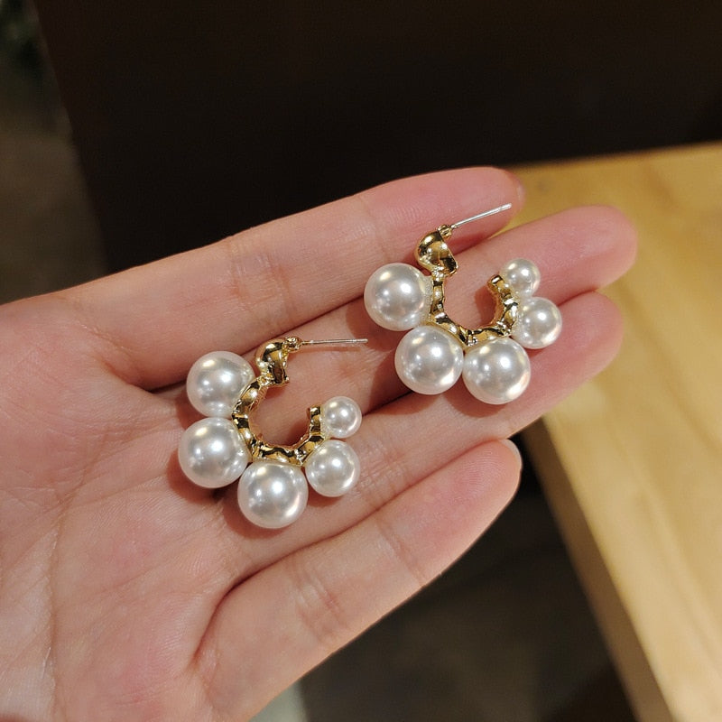 Pearl Rhinestone Bear Love Earrings Female Exquisite Small Earrings Korea Simple Cute Earrings Female Party Beautiful Jewelry