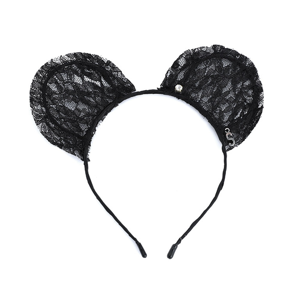 Lace Cat Ears Headband Women Girls Hair Hoop Party Decoration Sexy Lovely Cosplay Halloween Costume Hair Accessories