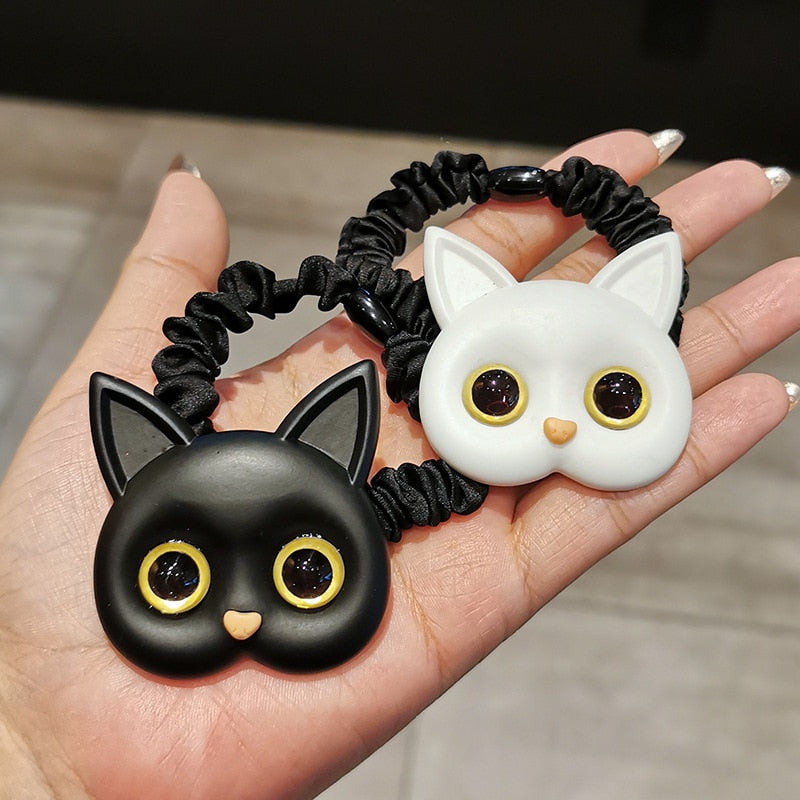 2022 New Women Cute Cat Rubber Bands Elastic Hair Bands Korean Headwear Children For Girls Lovely Hair Accessories Ornaments