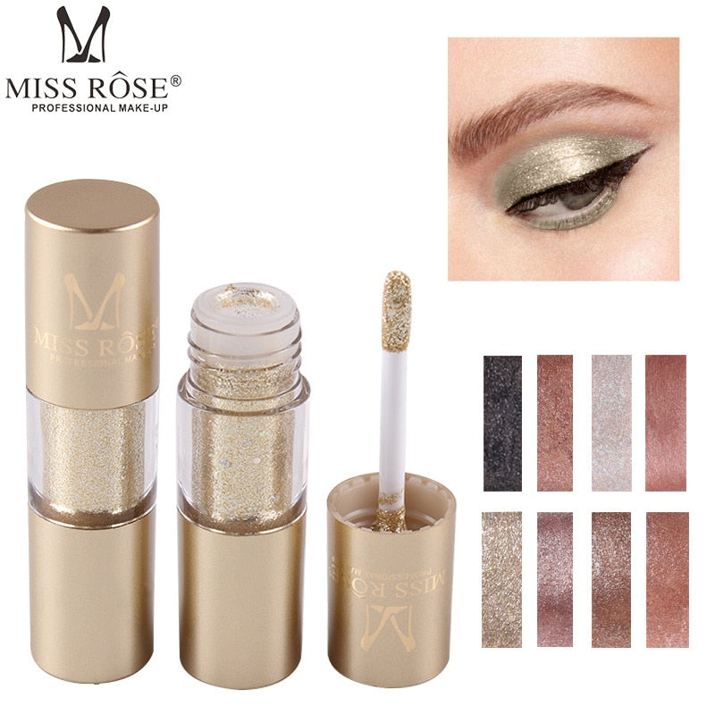 MISS ROSE 8 Colors Makeup Glitter Shining Eyeshadow Metal Liquid  Eye Shadow Single Color Eyes Make Up Pigment Cosmetics TSLM2