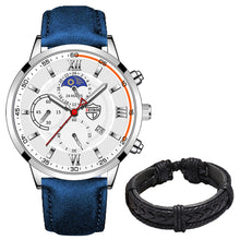 Load image into Gallery viewer, Fashion Mens Sports Watches Man Business Quartz Wristwatch Luxury Black Leather Bracelet Men Casual Luminous Clock Watch