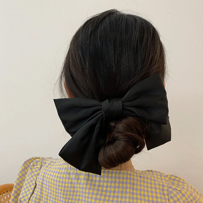 Korean Fashion Hair Bow For Women Black Ribbon Bow tie Hairpin Elegant Ladies Hairgrips Headwear Hair Accessories Hair Clips