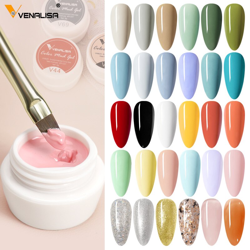VENALISA Color Mud Gel Full Coverage Pure Color Paint Gel DIY Creamy Texture Nail Gel Polish Manicure Varnishes Solid UV Gel