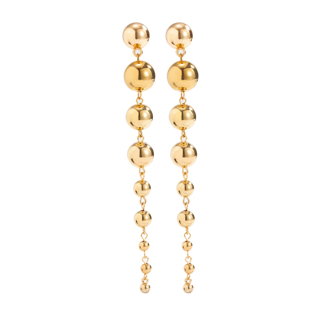 PuRui CCB Material Beads Drop Earrings for Women Fashion Gold Color Irregular Bead Long Dangle Earrings Trendy Jewelry Gift