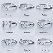 Load image into Gallery viewer, 12 Constellation Rings For Women Cubic Zircon Adjustable Zodiac Rings Silver Color Jewelry Gifts