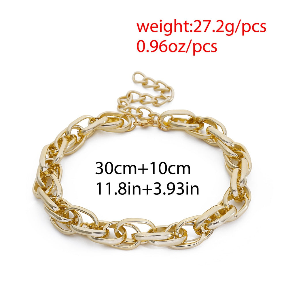 Punk Chain Choker Necklace Collar Statement Hip Hop Big Chunky Aluminum Gold Color Thick Chain Necklace Women Jewelry