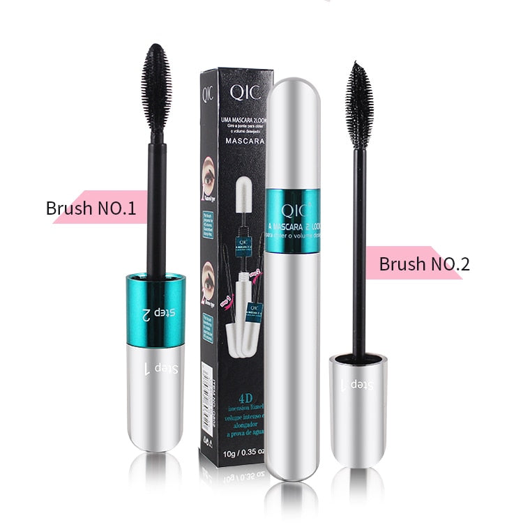 2 in 1 4D Silk Fiber Lash Waterproof Mascara For Eyelash Extension Black Thick Lengthening Eye Lashes Korean Cosmetics