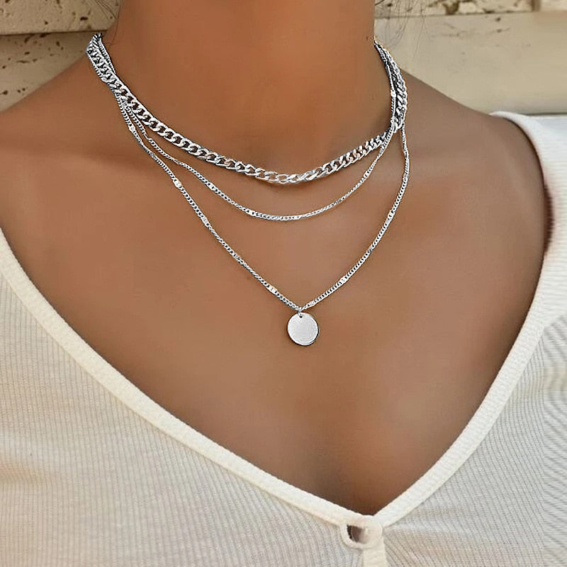Aesthetic Vintage Necklace for Women Layered One Piece Pendant Jewelry Chain on the Neck Clothing Accessories Gift to Girlfriend