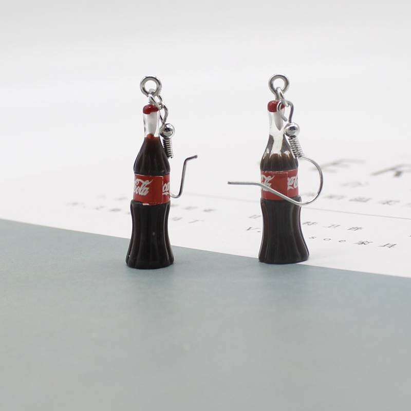 Fashion Creative Simulation Coke Beverage Bottle Mineral Water Bottle Earring Lady Simple Wine Bottle Earring Gift Jewelry Whole