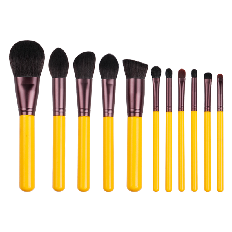 MyDestiny makeup brush-Yellow series 11pcs synthetic hair brushes set-face&amp;eye cosmetic pen-artificial hair-beauty-beginer tool