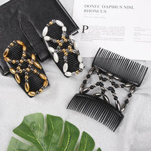 Load image into Gallery viewer, Women Elastic Banana Clip Hairpin Stretch Double Magic Hair Comb Hair Clip Handmade Beaded Hair Clip Accessories Ponytail Holder