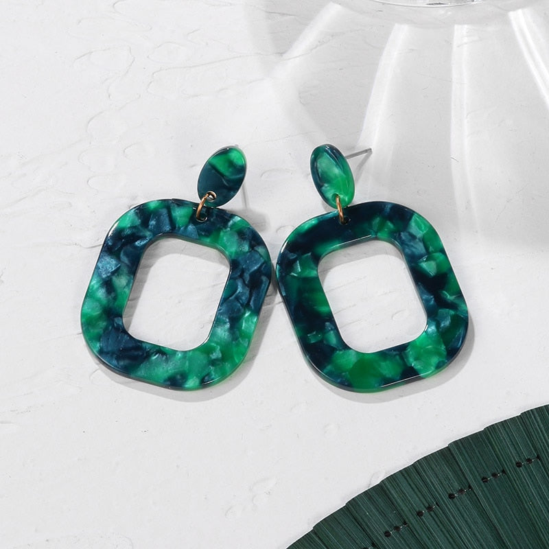POXAM New Korean Statement Earrings for women Green Cute Arcylic Geometric Dangle Drop Gold Earings Brincos 2022 Fashion Jewelry