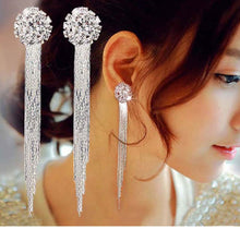 Load image into Gallery viewer, 2022 New Gold Color Long Crystal Tassel Dangle Earrings for Women Wedding Drop Earring Fashion Jewelry Gifts