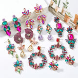 Pauli Manfi2022 fashion summer new alloy color rhinestone temperament wild women's earrings popular accessories