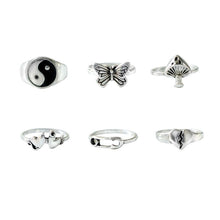 Load image into Gallery viewer, Vintage Gothic Skull Flower Angel Rings for Women Hip Hop Silver Color Butterfly Heart Finger Ring Fashion Streatwear Jewelry