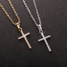 Load image into Gallery viewer, Fashion Female Cross Pendants dropshipping Gold Black Color Crystal Jesus Cross Pendant Necklace Jewelry For Men/Women Wholesale