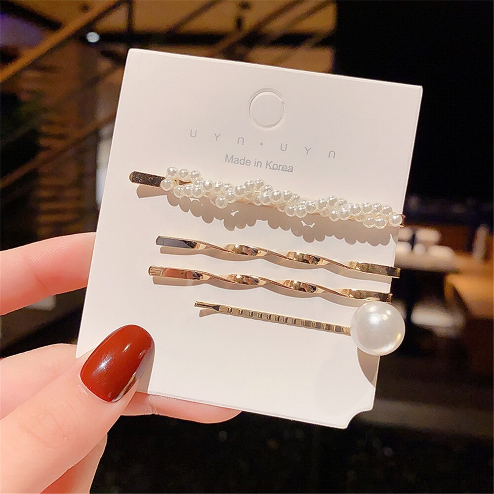 1 Set Korea Simple Metal Hair Clips for Women Geometric Rhombus Gold Silver Color Hairpins Hair Accessories Barrettes Clips