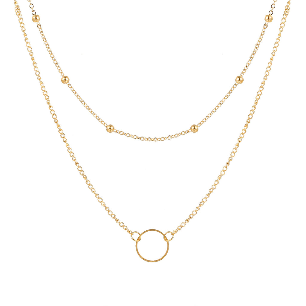 IPARAM Thick Chain Toggle Clasp Gold Necklaces Mixed Linked Circle Necklaces for Women Minimalist Choker Necklace Hot Jewelry