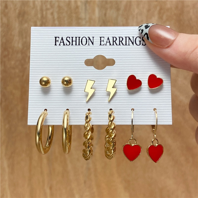 17KM Trendy Gold Silver Color Butterfly Hoop Earrings Set For Women Snake Pearl Resin Hoop Earrings Brincos Party Jewelry