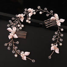 Load image into Gallery viewer, Pearl Leaf Comb Headband Hair Accessories For Women Tiara Headband Wedding Accessories Headband on the head