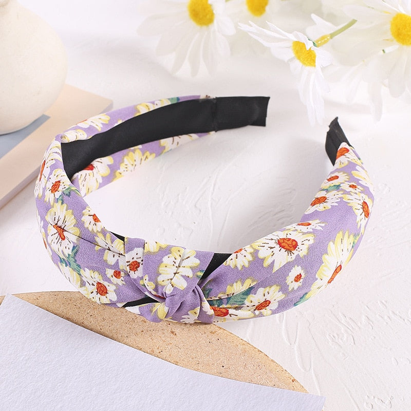 New Flower Headband Women Solid Color Knotted Hairband knitting Hair Hoop Girls Retro makeup Hair Accessories FG1017