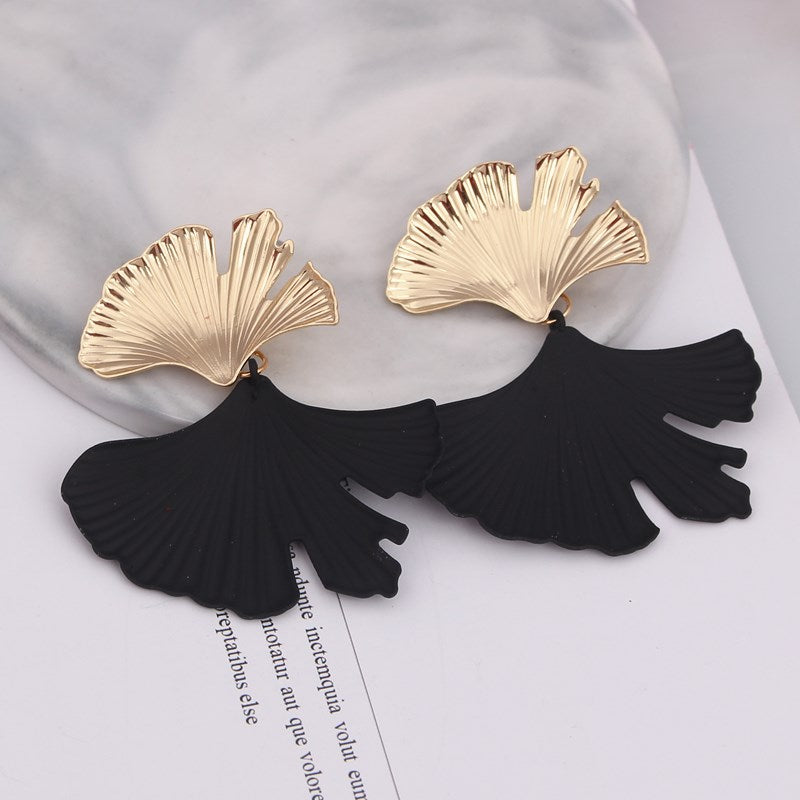 Bohemian Geometric Gold Color Ginkgo biloba Leaf Shape Drop Earrings for Women Statement Earring Jewelry Accessories Punk