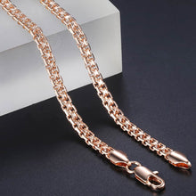 Load image into Gallery viewer, 585 Pink Rose Gold Filled Necklaces for Women Men Bismark Hammered Link Chain Fashion Jewelry Accessories 5mm GN452A