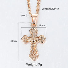 Load image into Gallery viewer, Cross Crucifix Clear Crystal Pendant Necklace for Men Women 585 Rose Gold Prayer Jesus Snail Link Chain Wholesale Jewelry GPM26