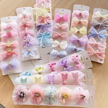Load image into Gallery viewer, 5PCS/Set New Cute Colorful Bow Hair Clips For Girls Sweet Headband Hair Ornament Barrettes Hairpin Kids Fashion Hair Accessories
