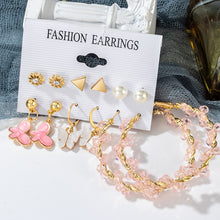 Load image into Gallery viewer, Fashion Vintage Pearl Hoop Earrings Set For Women Elegant Jewelry 2022 Geometric Gold Metal Circle Earrings Set of Brincos Gieeu