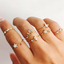 Load image into Gallery viewer, Bohemian Geometric Rings Sets Crystal Star Moon Flower Butterfly Constellation Knuckle Finger Ring Set For Women Fashion Jewelry