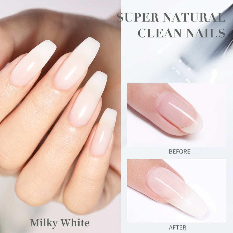 BORN PRETTY 7ml Milky White Nail Extension Gel Nail Polish Camouflage Color Coat Self leveling Manicure Quick Extend Nail Tips