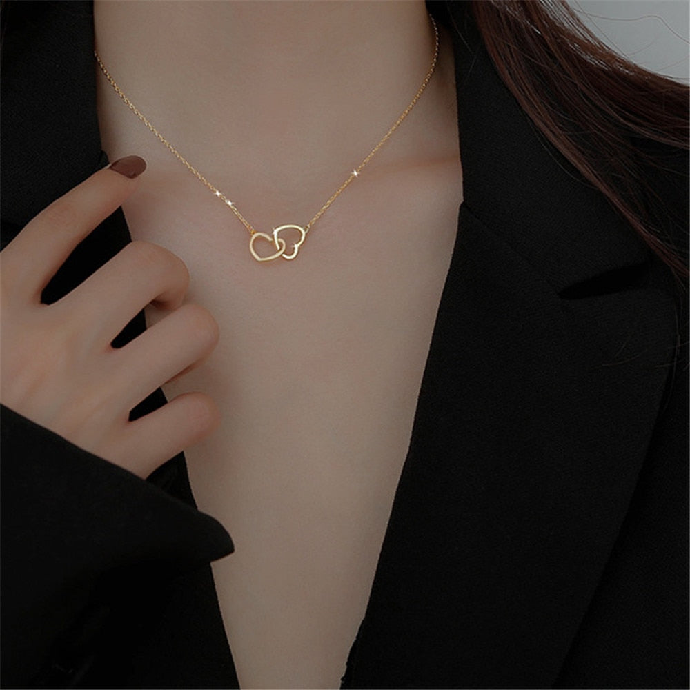 2022 Trend Double Layer Star Moon Pendant Necklace For Women Girl Clavicle Chain Eight-pointed Star Necklace Simple Jewelry Gift