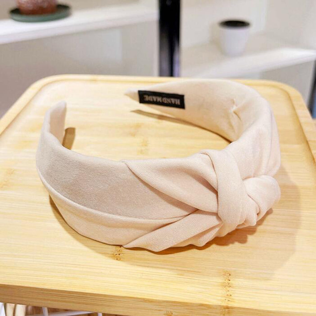 PROLY New Fashion Women Headband Solid Color Wide Side Hairband Center Knot Casual Turban Adult Headwear Hair Accessories
