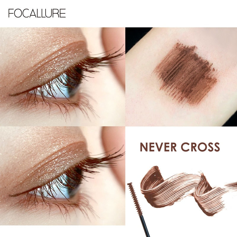FOCALLURE Eyes Mascara Volume Cosmetics Lengthens Eyelashes Waterproof Never Cross 3mm Black Brown Professional Female Makeup