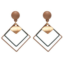 Load image into Gallery viewer, Korean Statement Black Acrylic Drop Earrings for Women 2022 Fashion Jewelry Vintage Geometric Gold Asymmetric Earring