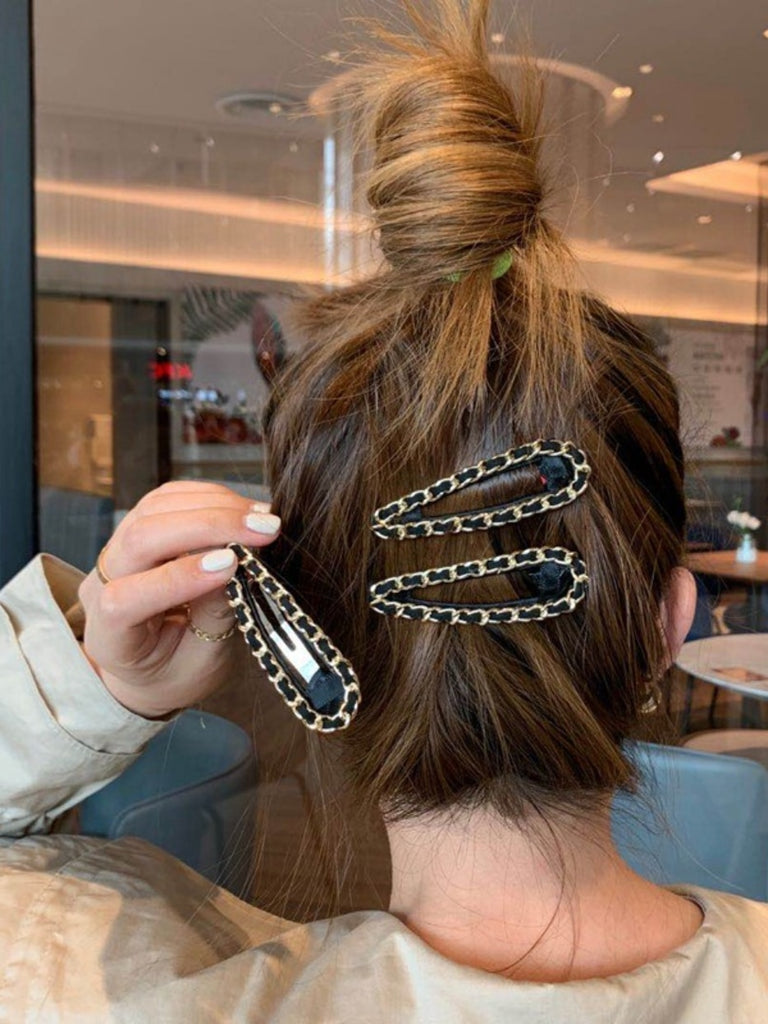 2pc chain Hair Claw Clips for Women Hair Barrette Hairpin Crab Headband Hair Claws for girls Hair Accessories Headwear Ornament
