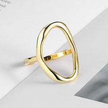 Load image into Gallery viewer, HUANZHI 2022 New Trendy personality Simple Irregular Geometric Oval Hollow Out  Opening Ring For Women Girls Party Jewelry Gift