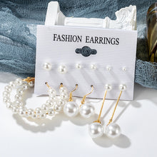 Load image into Gallery viewer, Fashion Vintage Pearl Hoop Earrings Set For Women Elegant Jewelry 2022 Geometric Gold Metal Circle Earrings Set of Brincos Gieeu