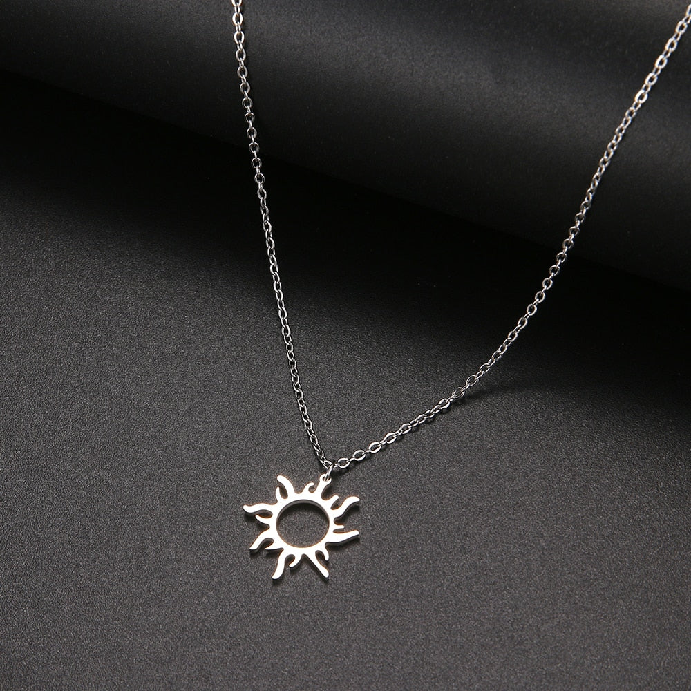 DOTIFI 316L Stainless Steel Necklace Plated Ethnic Sun Totem Pendent Necklaces For Charm Women Birthday Party Fashion Jewelry