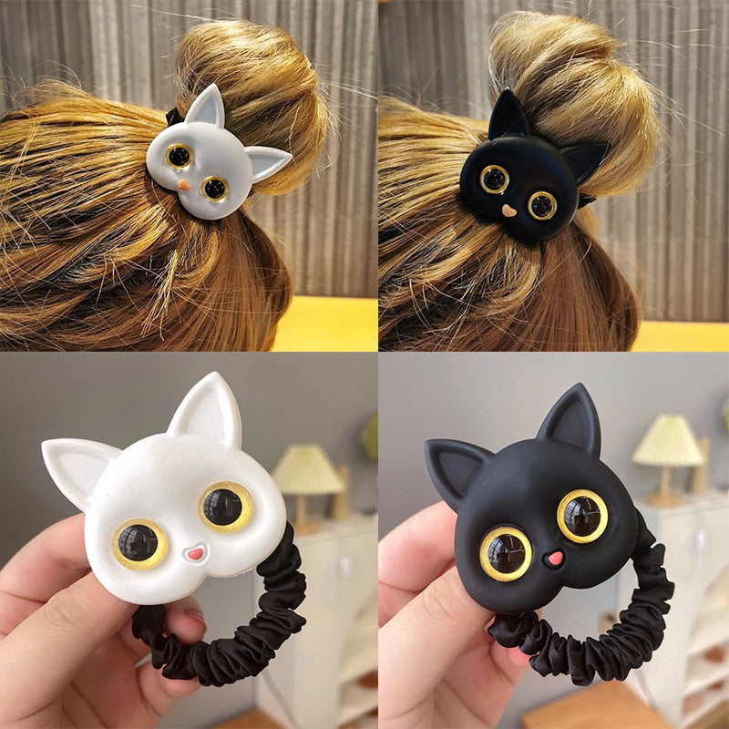 2022 New Women Cute Cat Rubber Bands Elastic Hair Bands Korean Headwear Children For Girls Lovely Hair Accessories Ornaments