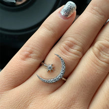 Load image into Gallery viewer, KISSWIFE 2019 New Fashion Moon Star Open Finger Rings for Women Adjustable Silver Color Wedding Ring Jewelry Girl Gifts