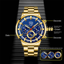 Load image into Gallery viewer, Fashion Mens Watches Luxury Men Sports Gold Stainless Steel Quartz Wrist Watch Man Business Casual Leather Watch часы мужские