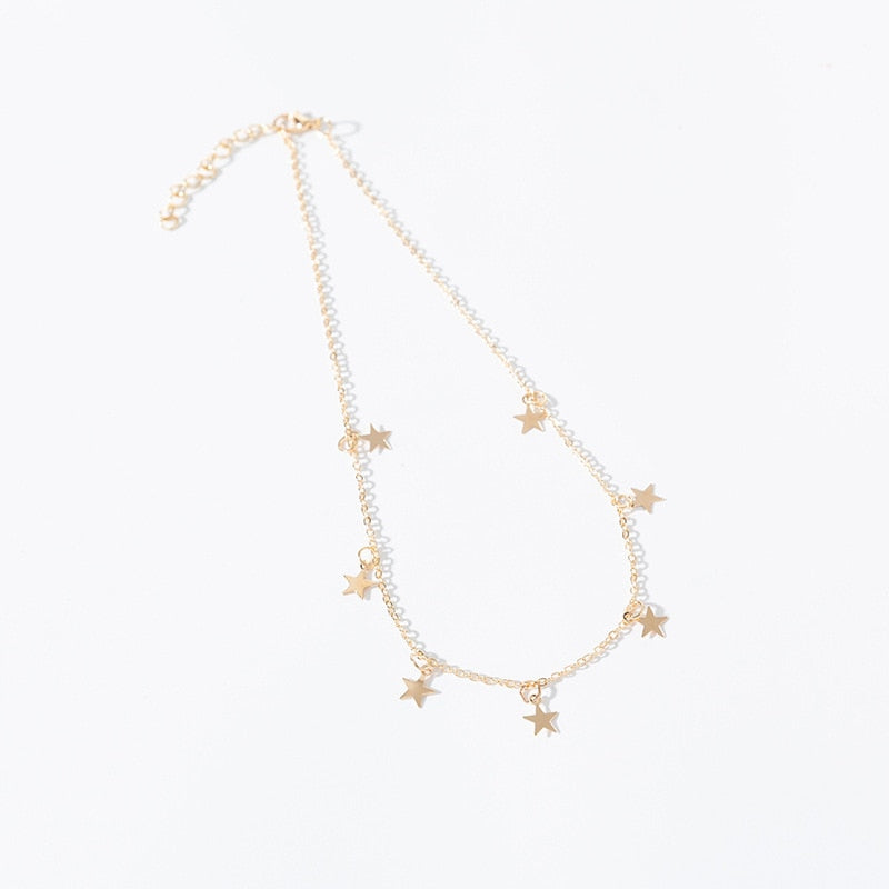 Gold Color Star Party Women&#39;s Pendant Necklace Fashion Female Choker Necklaces Jewelry Simple Ladies Pentagon-Star Jewelry Gifts